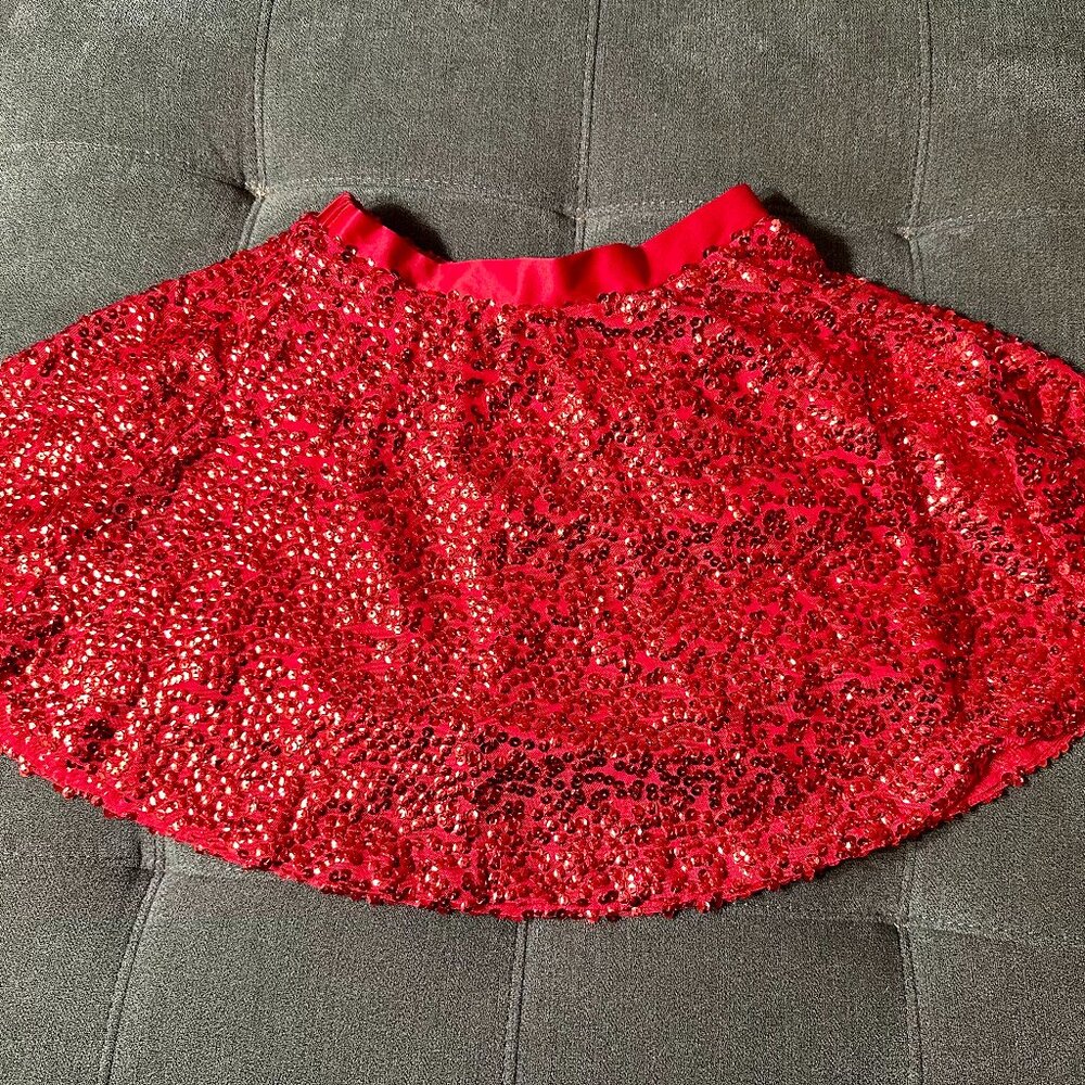 Red Sequin Sparkle Skirt, Size Large 10/12